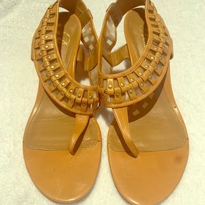 Delman Kitten Heel Gold Studded Sandal